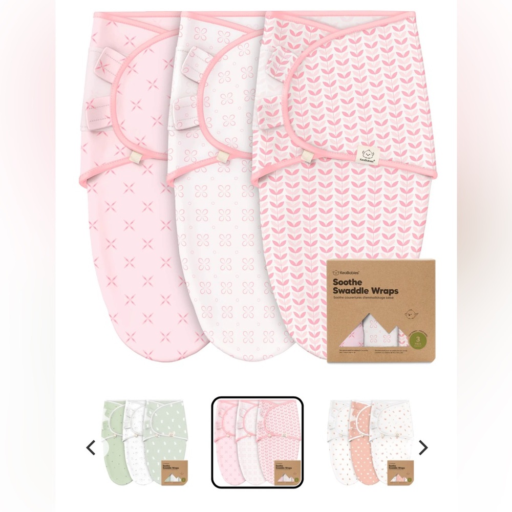 Kea Babies Soothe Swaddle Wrap - Set of 3 - Blossom - OS 0-3M